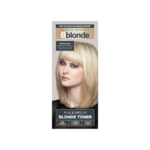 Jerome Russell Bblonde White Gold Maximum Blonde Toner – Non-Permanent Hair Toner for Pre-Lightened & Blonde Hair Colour, Hair Dye with No Ammoni
