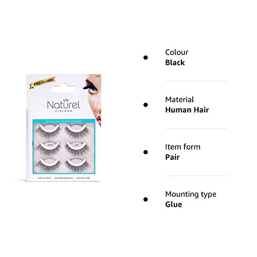 False Eyelashes Natural Self Adhesive - Pre Glued Lashes Multipack - Fake Eye Lashes