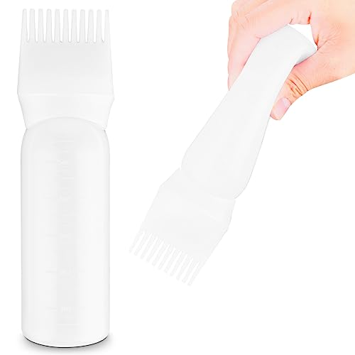 Root Comb Applicator Bottle 6 OZ Hair Oil Applicator Applicator Bottle for Hair Dye Bottle Applicator Brush with Graduated Scale, Profssional Bru