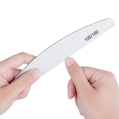 Nail Files 10 Pieces 100/180 Grits and Buffers Professional Reusable Double Sided Emery Boards Manicure Tool for Acrylic Nails