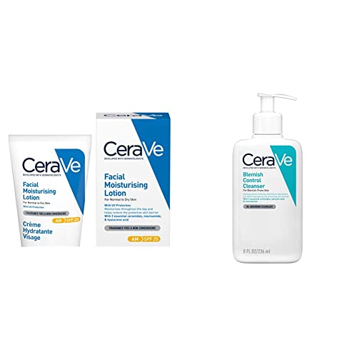 CeraVe AM Facial Moisturising Lotion SPF 25 for Normal to Dry Skin 52ml with UV Protection and 3 Essential Ceramides