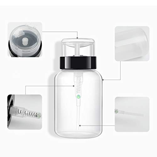 HEALLILY 2Pcs Nail Polish Remover Bottles Push Down Empty Lockable Pump Dispenser Bottle Plastic Press Bottle for Nail Polish Makeup Remover 200m
