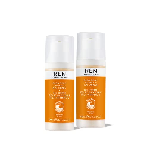 REN Clean Skincare Glow Daily Vitamin C Gel Cream | Lightweight Moisturiser for Instant Daily Brightening | Firmer & Plumper Skin | Vegan | Step