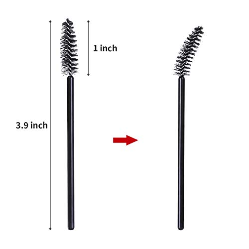 MSQ 50 Disposable Eyelash Brushes Disposable Mascara Wands Eyebrow Spoolie Brushes Applicator Cosmetic Makeup Tools (Black)
