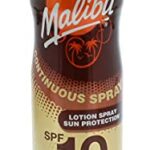Malibu Sun SPF 10 Continuous Lotion Spray Sunscreen, Vitamin Enriched, Water Resistant, 175ml