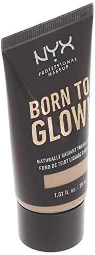 NYX Professional Makeup Born to Glow Radiant Foundation, Iridescent Finish, Buildable Medium Coverage, Vegan Formula, Shade: Nude