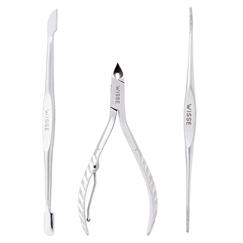 Cuticle Pusher, Cuticle Nipper & File - Professional Nail Cuticle Remover Cutter Clippers Tool for Gel Nail Art Fingernails Toenails - 3 Pieces M