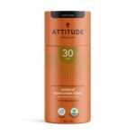 ATTITUDE Sunscreen Stick SPF 30, Plastic-Free Waterless Hypoallergenic Plant and Mineral-Based Ingredients, Vegan Suncare Products, Orange Blosso