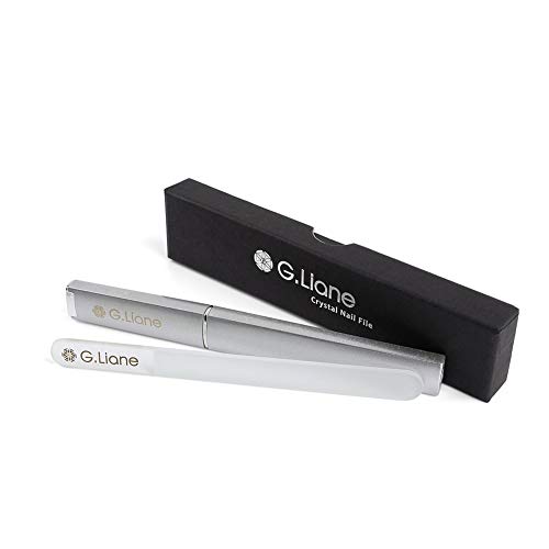 Crystal Glass Nail File - G.Liane Professional Double Sided Etched Glass Nail Files With Case For Shaping The Natural Nails And Artificial Nails