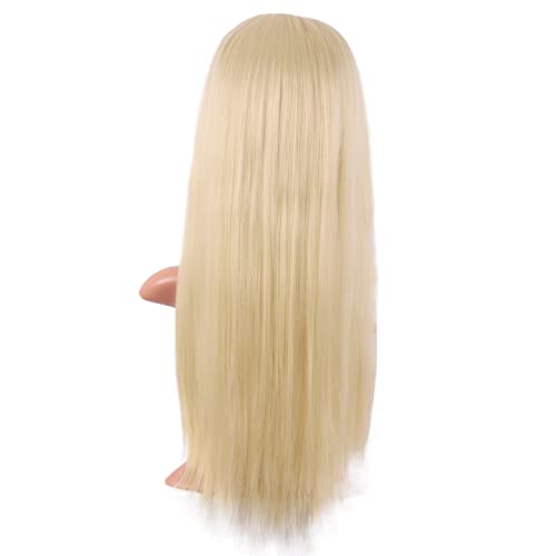 MapofBeauty 22 Inch/56 cm Long Straight Synthetic Hair Heat Resistant Party Cosplay Wig (Mixed Blonde)
