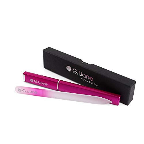 Crystal Glass Nail File - G.Liane Professional Double Sided Etched Glass Nail Files With Case For Shaping The Natural Nails And Artificial Nails