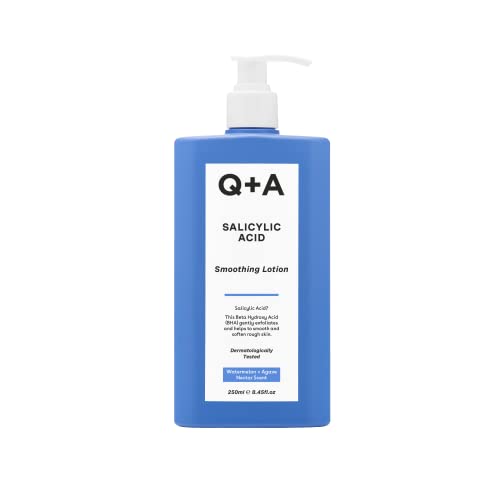 Q+A Salicylic Acid Smoothing Lotion for Effective Targeted Body Care, a BHA that exfoliates the skin, combats 'backne' and unwanted texture, prom