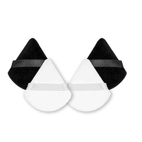 DATAPES 2 Pcs Powder Puff | Triangle Powder Puff | Makeup Puff | Soft Powder Puff | Powder Puff Sponge Reusable With Straps | Velvet Mini Powder