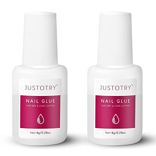 JUSTOTRY 2 Pcs Professional Strong Nail Glue for Acrylic Tips Extra Strong and Press on Nails Long Lasting - Fast Bond & Super Strong Acrylic Nai