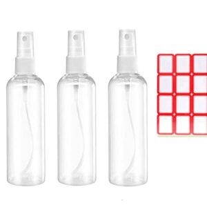 3pcs 50ml Spray Bottles, 1.69oz/50ml Clear Empty Fine Mist Plastic Mini Travel Bottle Set, Small Refillable Containers with Labels