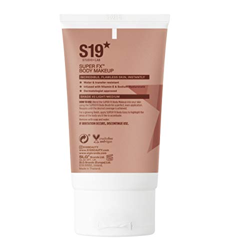 S19 SUPER FX Body Makeup, LIGHT/MEDIUM - Smoothes & Evens Skin Tone & Texture, Hide Scars & Blemishes - 100ml