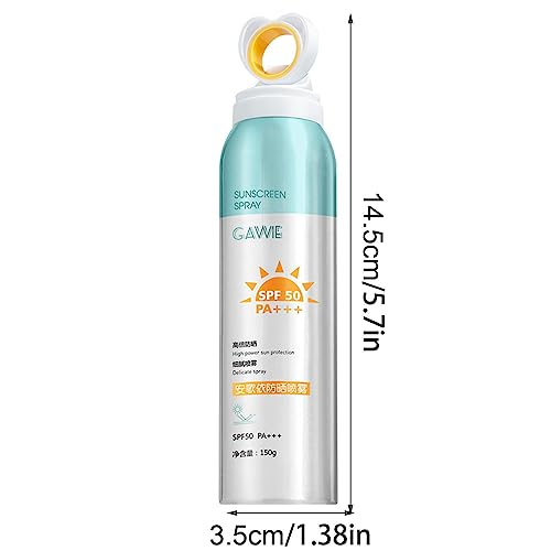 SPF 50 Sunscreen Moisturizer | SPF 50 Water Resistant Sunscreen Mist Spray,Circular Spray Head, Finer Mist Refreshing Body Sunscreen Spray for Bo