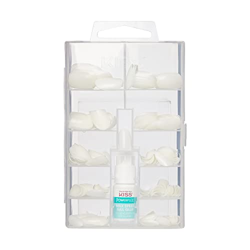 KISS 100 Full-Cover Manicure Kit, Medium Length Active Oval Fake Nails, Longer Lasting, 10 Sizes with Maximum Speed Nail Glue