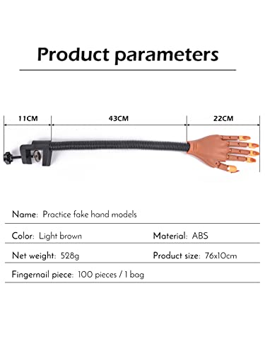 Deciniee Practice Hand for Acrylic Nails,300 Pcs Nail Tips Flexible Training Hand Professional Nail Art Hand Tools Adjustable False Finger Nails