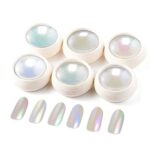 BISHENGYF 6 Chrom Glitzerpuder, Chrome Nail Powder, Spiegel Effekt Chrome Pigmente für Nagelkunst und Nageldesign Starter (Weiß), 6 white