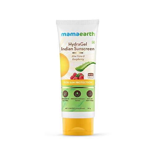 Mamaearth HydraGel Indian Sunscreen SPF 50, With Aloe Vera & Raspberry, for Sun Protection 50 g (Pack of 1)
