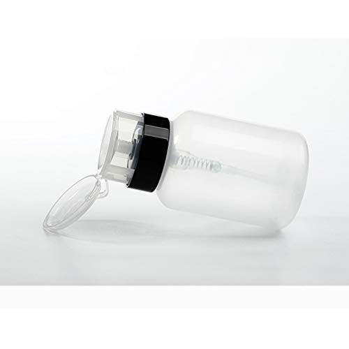 HEALLILY 2Pcs Nail Polish Remover Bottles Push Down Empty Lockable Pump Dispenser Bottle Plastic Press Bottle for Nail Polish Makeup Remover 200m