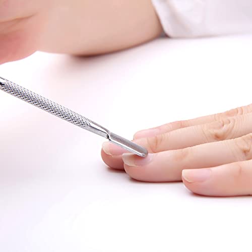 Cuticle Pusher Tool Kit, 2 Pack Stainless Steel Nail Cuticle Cleaner Tool Dual Head UV Gel Nail Polish Remover Tool Nail Art Cuticle Trimmer for