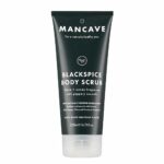 ManCave Blackspice Body Scrub 200ml for Men, Warm & Woody Aroma, Exfoliate & Cleanse Skin with Pumice and Charcoal Powder Scrub, Natural Formulat