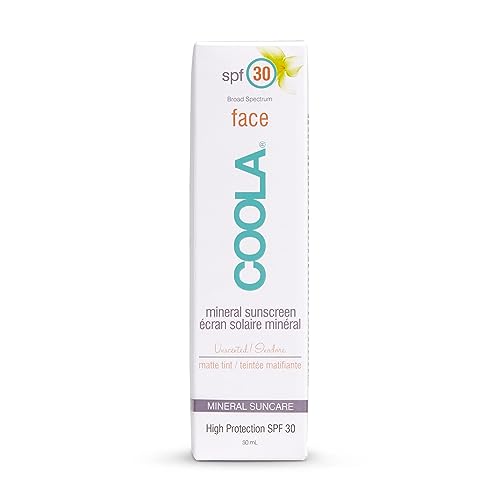 Coola SPF 30 Mineral Face Sun Cream, 70 Percent + Organic Daily SPF Face Moisturiser, Broad Spectrum UVA/UVB Protection Sunscreen, Matte Finish w