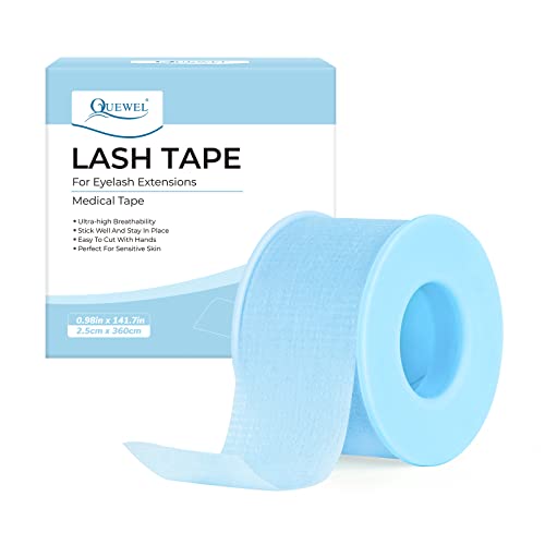 QUEWEL Lash Tape For Eyelash Extensions, Blue Eyelash Tape Microfoam Tape Eye Lint Free Tape Eyelash Breathable Tape Sensitive Skin Stick Well Ey