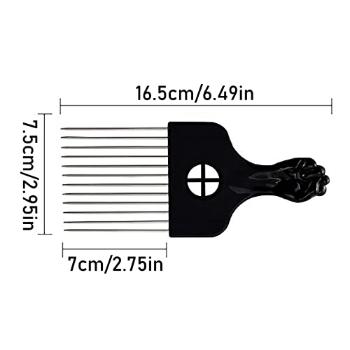 Metal Afro Comb Professional Smooth Hair Pick Comb Wide Tooth Hair Pick Comb Afro Pick for Curly Hair Hairdressing Styling Tool, Pack of 1