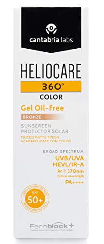 Heliocare 360 Colour Gel Oil-Free Bronze SPF50+ 50ml / Sunscreen For Face/Daily UVA UVB Visible Light Infrared-A Anti-Ageing Sun Protection/Matte