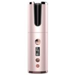 Cordless Auto Hair Curler, Portable Hair Wand Curling USB Rechargeable Anti-Tangle Fast Heat LCD Display with Temps & Timers, Auto Power-off, Ele