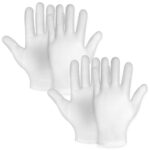 Sibba 2 Pairs Moisturizing Gloves White Cotton Gloves Overnight Bedtime Heal Eczema Sleeping Lotion Hand Spa Treatment Gloves Repair Rough Cracke