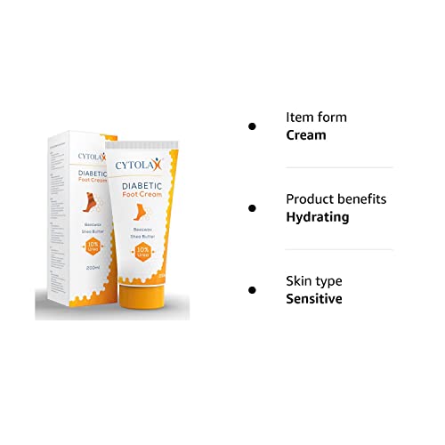 Cytolax Diabetic Foot Cream 200ml | with 10% Urea, Shea Butter, Beeswax | Softens & Moisturises Rough, Hard, Cracked, Callused Feet | Foot Care C