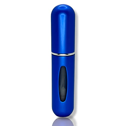 Blue Gloss Refillable Perfume Atomizer – 5 Ml Mini Empty Refill Spray Bottle, Small Portable Pocket Perfume Dispenser, Must Haves Essentials for