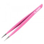 Tweezers Professional Slanted Tweezer for Facial Hair Women & Men Stainless Steel Precision Tweezers for Ingrown Hair Tweezers (Pink)