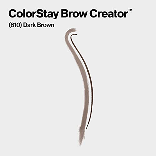 Revlon Colorstay Eyebrow Pencil Creator with Powder & Spoolie Brush to Fill, Define, Sculpt, Shape & Diffuse Perfect Brows, Dark Brown (610)