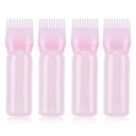 Dacitiery 4 Pieces Hair Dye Brush Bottle,Hair Oil Applicator Bottle Hair Root Comb Applicator Bottle Hair Tools Applicator with Graduated Scale