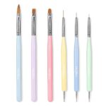 Nail Art Brushes, TEOYALL Nail Design Painting Brushes Builder Gel Brush Nail Dotting Tools Nail Fine Liner Brushes