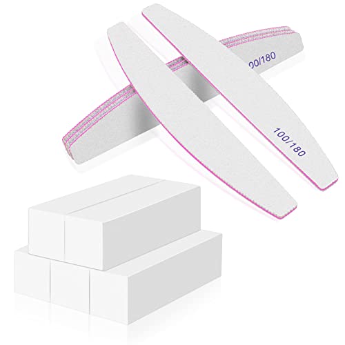 FRIUSATE 10 pieces White Nail Buffer Block with Nail Files Nail File Sanding Blocks Smoothing Shaping and Buffing for Natural Acrylic and Gel Nai