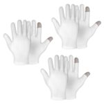 3 Pairs Medium Touch Screen Moisturizing Gloves White Cotton Moisturizing Gloves for OverNight Bedtime Heal Eczema Sleeping Lotion Hand Spa Treat