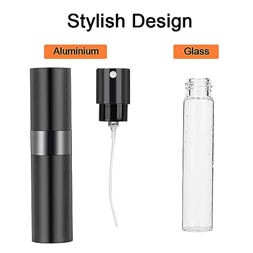 Molain 8ML Atomizer Perfume Spray Bottle for Travel,Portable Mini Perfume Atomizer,Refilable Empty Small Spray Bottle for Men and Women(2PCS,Blac