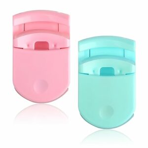 2 PCS Mini Eyelash Curlers, Plastic Lash Curler with 4 Silicone Refill Pads Portable Cosmetic Makeup Curling Tool for Women Girls Creating Longer