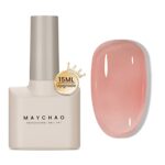 MAYCHAO Jelly Gel Nail Polish -15ML Sheer Pink Jelly Gel Polish Soak Off UV LED Nude Pink Nail Polish for DIY Manicure Home Salon Nail Art