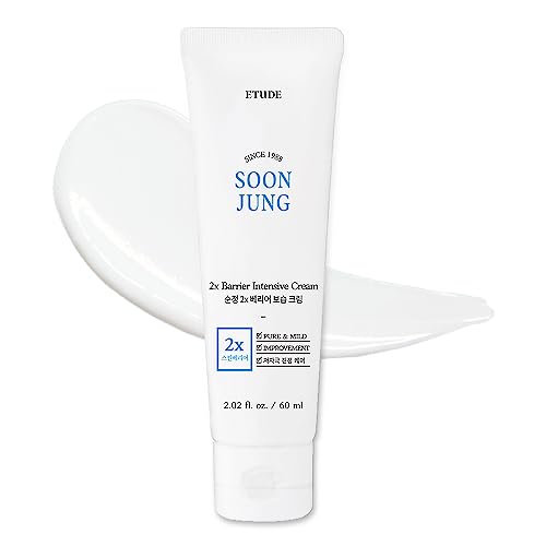 Etude House SoonJung 2x Barrier Intensive Cream 60ml (21AD); Hypoallergenic Shea Butter Hydrating Facial Cream for Sensitive Skin, Water-oil Bala
