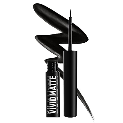 NYX Professional Makeup Eyeliner, Ultra-Pigmented Liquid Liner, Intense Matte Finish, Fade- and Transfer-Proof, Vivid Matte, Black