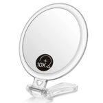 OMIRO Hand Mirror, Double-Sided 1X/10X Magnifying Foldable Makeup Mirror for Handheld, Table and Travel Usage
