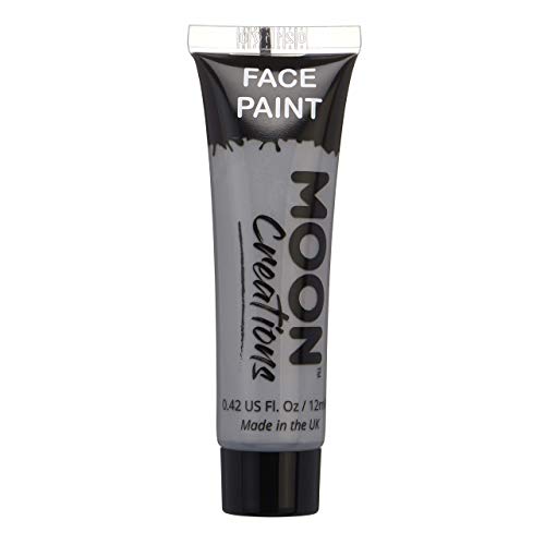 Moon Creations Face & Body Paint Tubes | White | 12ml | Ready to Use Face Paint | No Flake | Cruelty Free, Made in UK | Face Paint for Kids, Adul
