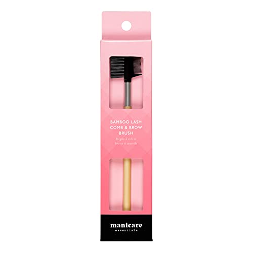 Manicare Bamboo Lash Comb And Brow Brush, Defines And Seperate Lashes, Grooms And Tames Brows, Makeup Brush With Bamboo Handle And Synthetic Bris